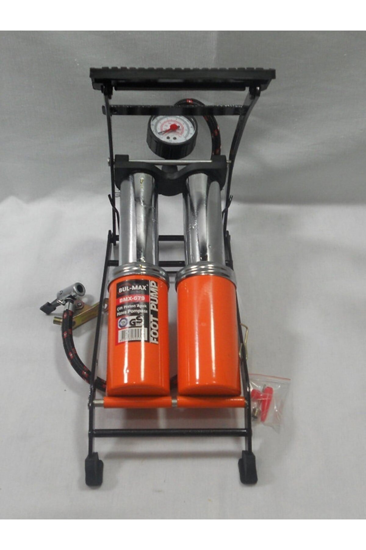 Bulmax Çift Pistonlu Basınç Göstergeli Ayak Hava Pompası Bmx-679