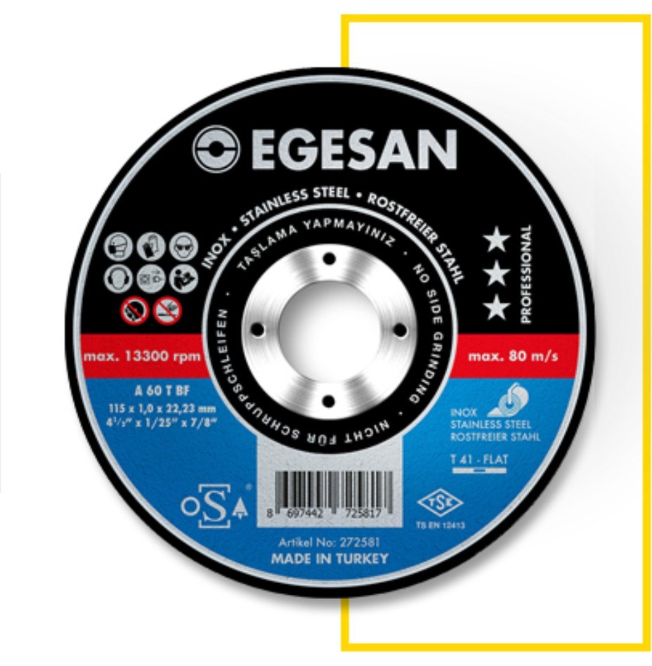 EGESAN 115X1.0X22 Metal Kesici Disk Inox ProSerisi (25ADET)